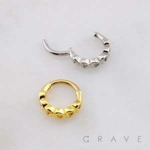 LOVELY OPEN LINE HEARTS 316L SURGICAL STEEL SEPTUM HINGED SEGMENT RING